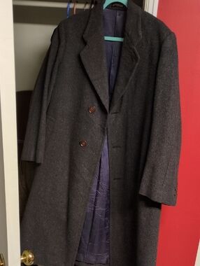Vintage Bespoke Wool Overcoat - Tailor Ueda Kobe Japan - Charcoal Grey -